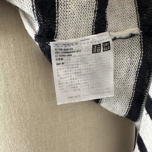 Uniqlo Linen Long Sleeve Pullover Stripe Nautical Preppy - Picture 7 of 9